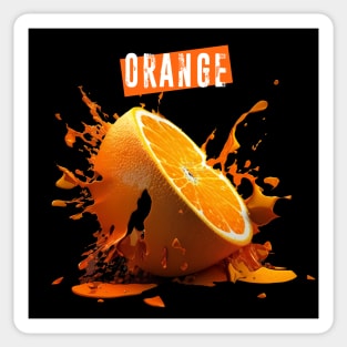 Smashed Orange: A Burst of Empty Rhetoric on a Dark Background Sticker